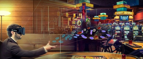 homme jouant au casino en ligne en réalité virtuel