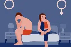 illustration d'un homme et une femme sur un lit