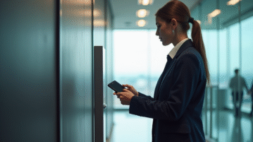 Agent Air France scannant un badge à l'entrée sécurisée