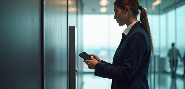 Agent Air France scannant un badge à l'entrée sécurisée