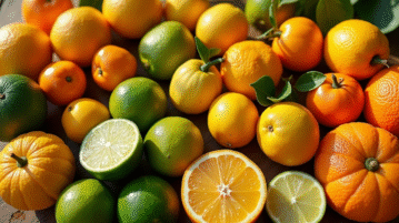Assortiment de fruits exotiques débutant par K sur table