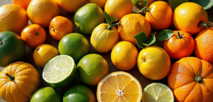 Assortiment de fruits exotiques débutant par K sur table