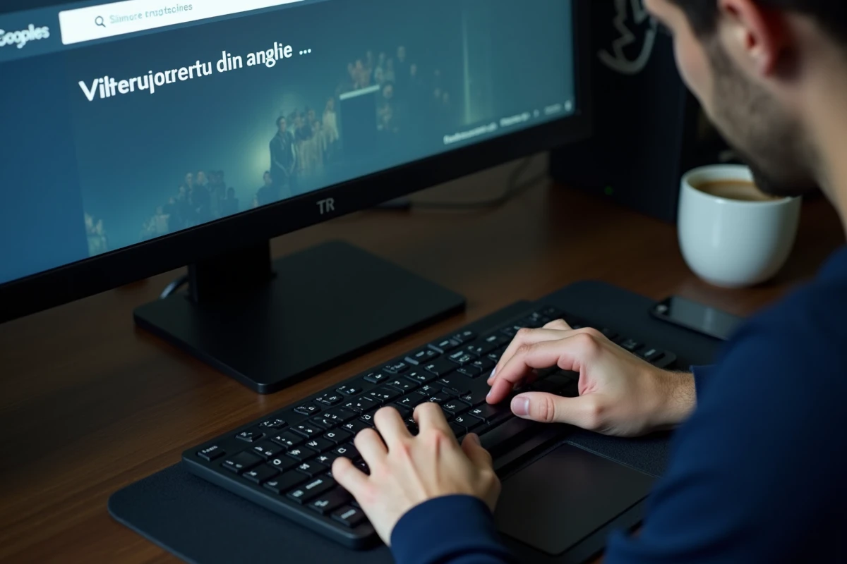 Gros plan sur un écran d'ordinateur affichant une recherche de nouvelle adresse de site de streaming de films