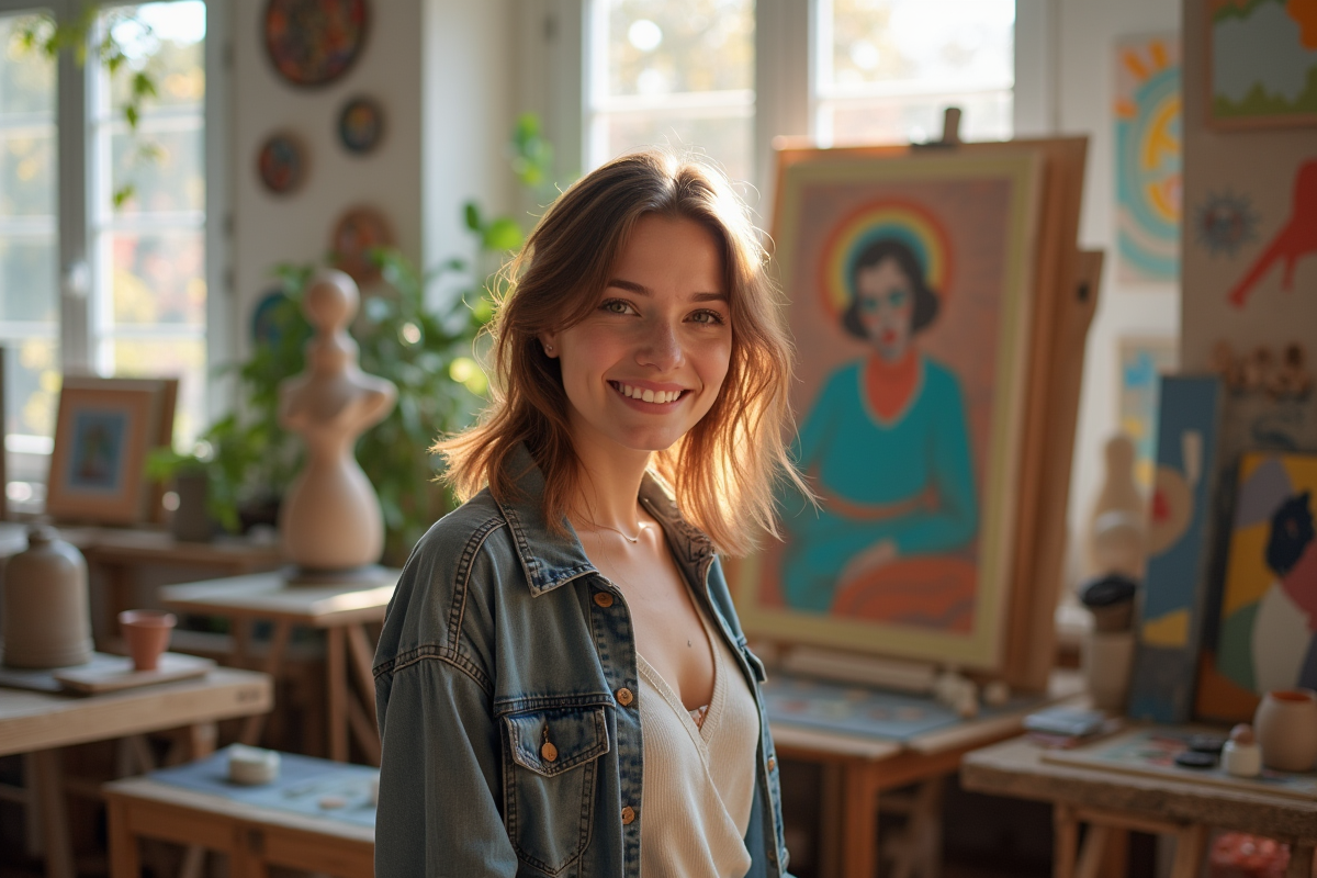 Femme créative dans un atelier d