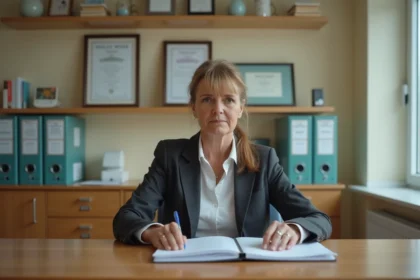 Femme médecin assise à son bureau dans un cabinet médical