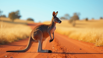 Kangourou en Australie dans la savane ensoleillee