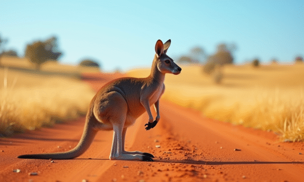Kangourou en Australie dans la savane ensoleillee