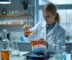 Scientifique en laboratoire versant un liquide dans un bol