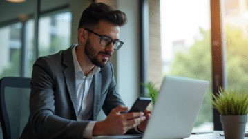 Personne au bureau vérifiant son email en toute sécurité