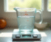 Verre mesure d'eau sur une balance de cuisine lumineuse